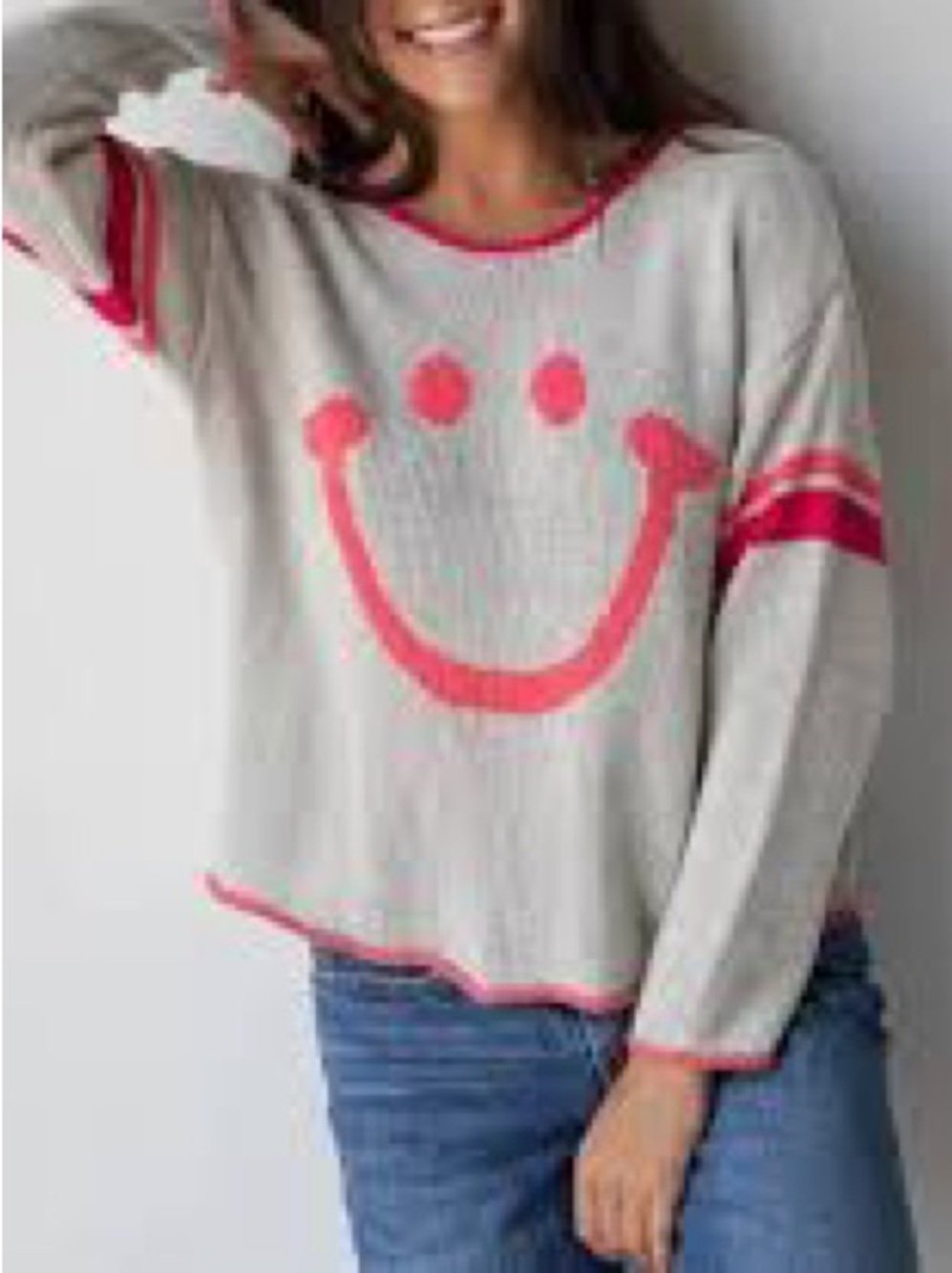 Women’s Natural Life Carson Smiley Face Stripe Oversized Knit Sweater Size M